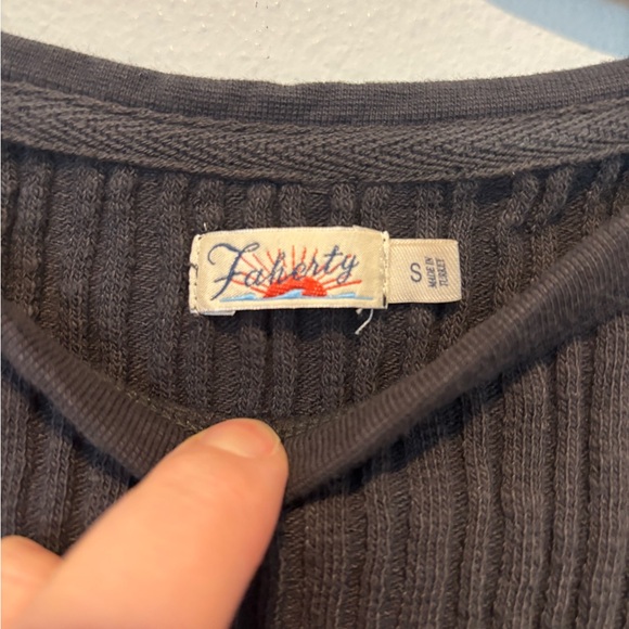 Faherty Gray Ribbed Tank Top - Picture 2 of 4